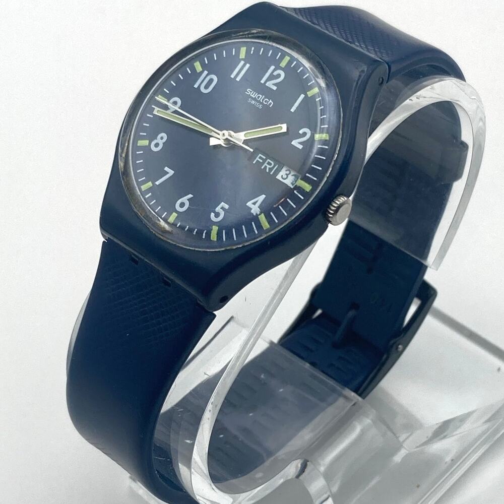 Swatch Sir Blue Swiss Unisex Watch 34mm - Fresh Battery - WR - Adjustable Band